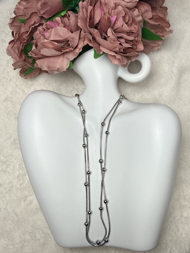 Collar doble cadena bolitas