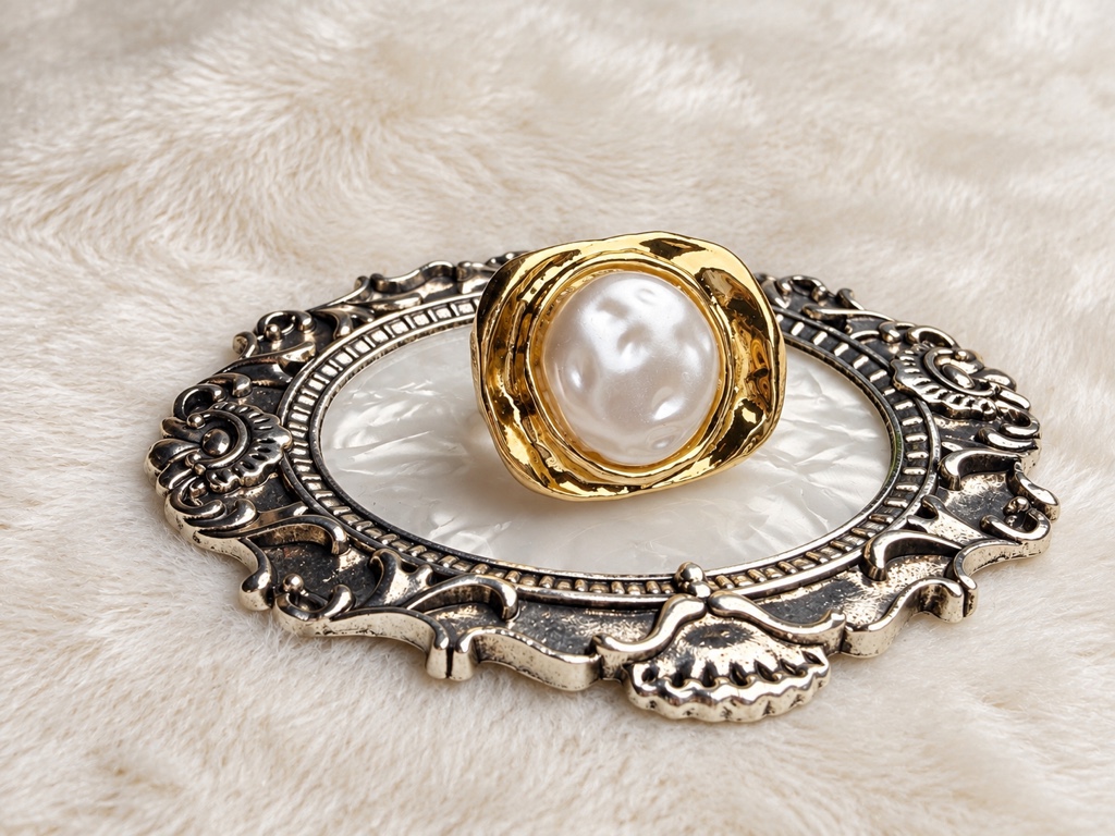 Anillo chunky con perla #8