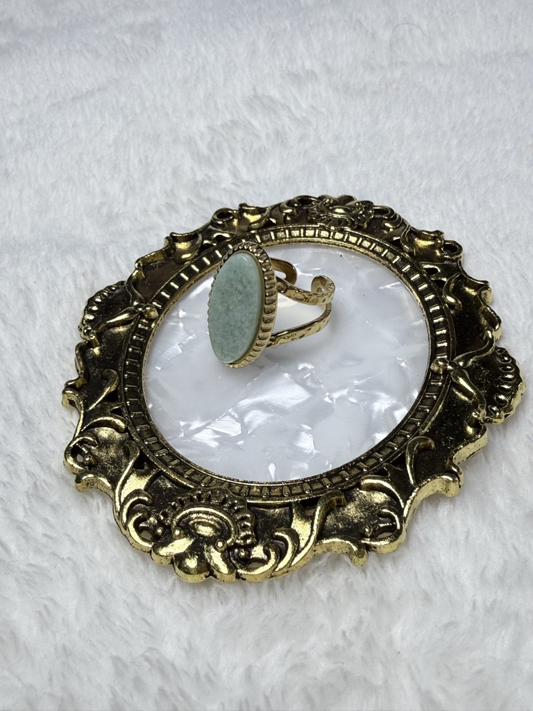 Anillo acero inoxidable con piedra verde