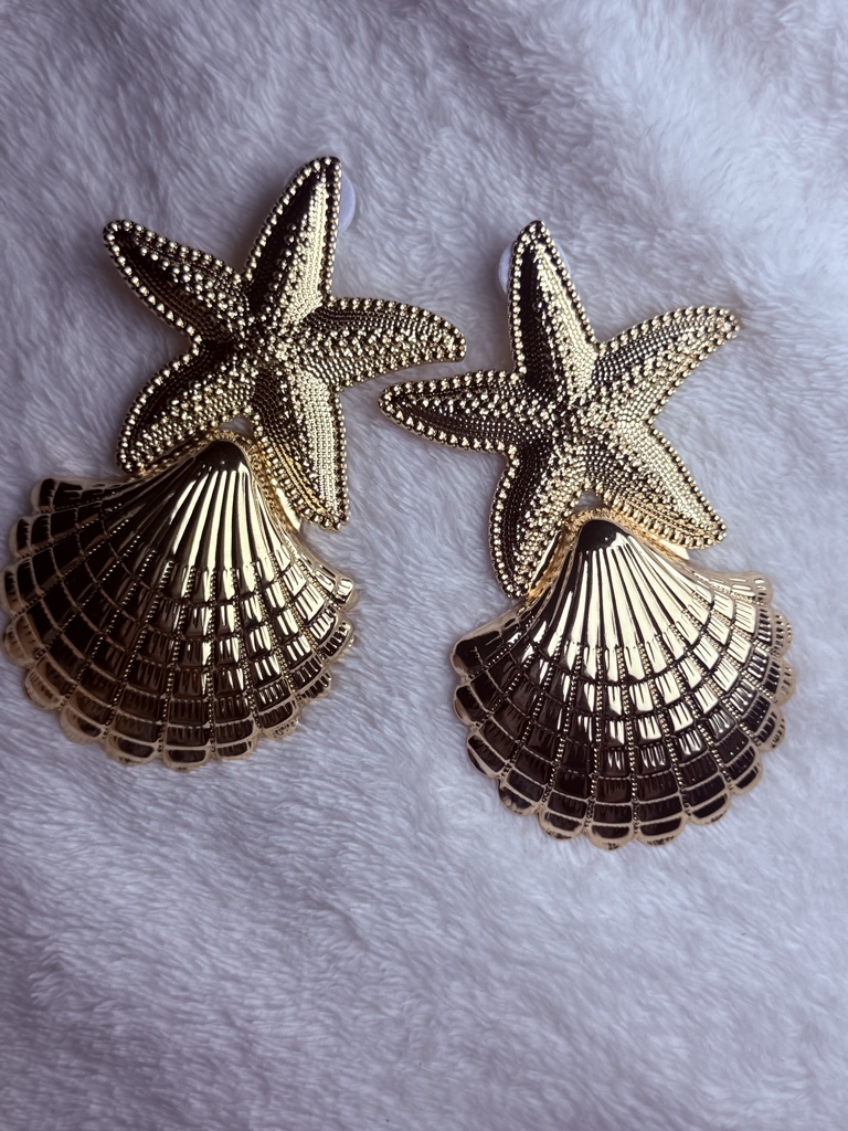 Aretes maximalistas concha con estrella