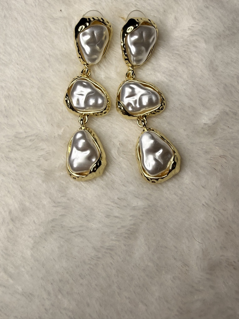 Aretes acero inoxidable 3perlas