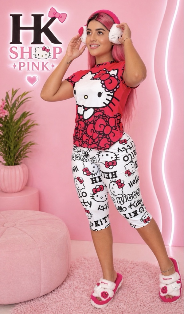 Pijama capri Hk roja con blanco