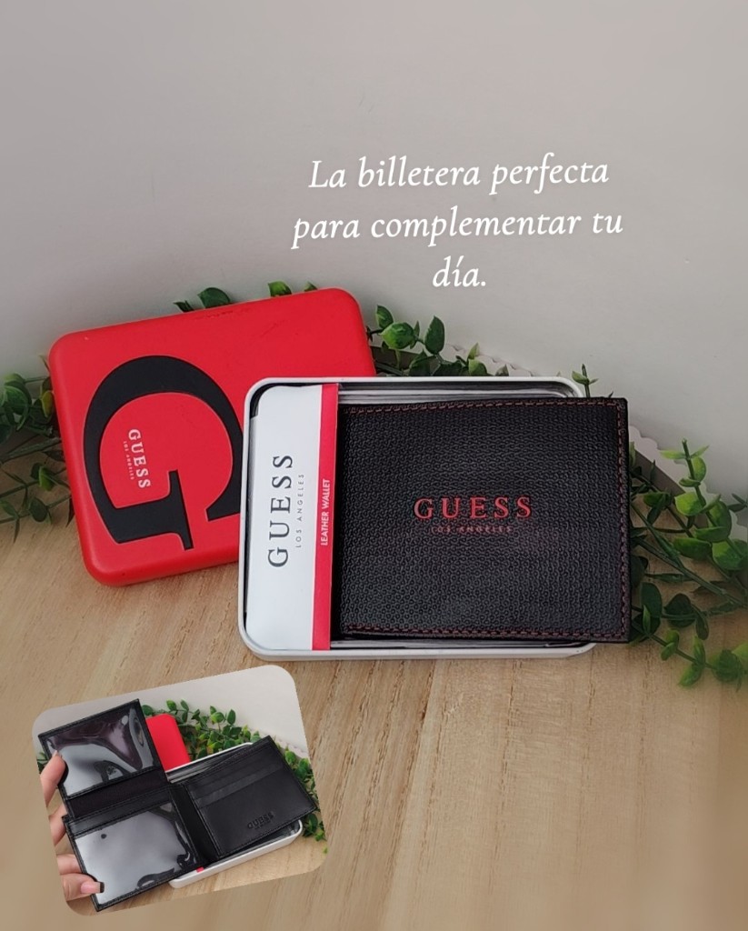 Guess billetera negra y rojo