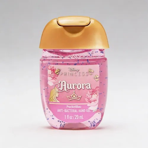 Es un gel antibacterial de bolsillo PocketBac de Bath & Body Works de la colección Disney Princess
