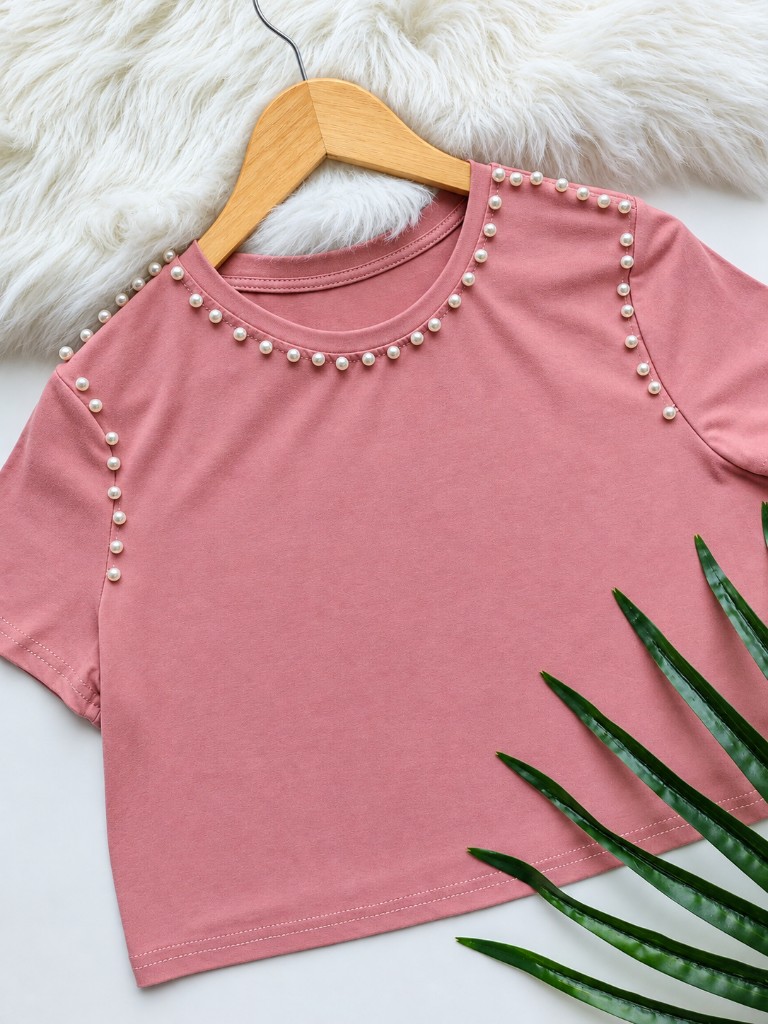 Blusa rosa perlas overzice
