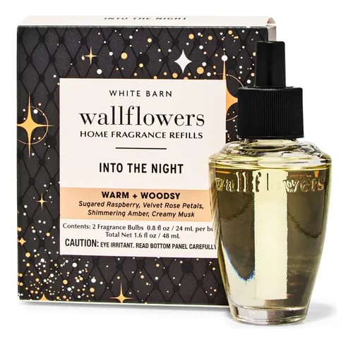 fragancia Into the Night (aroma cálido y amaderado con notas de frambuesa, pétalos de rosa aterciopelada, ámbar rico y almizcle cremoso