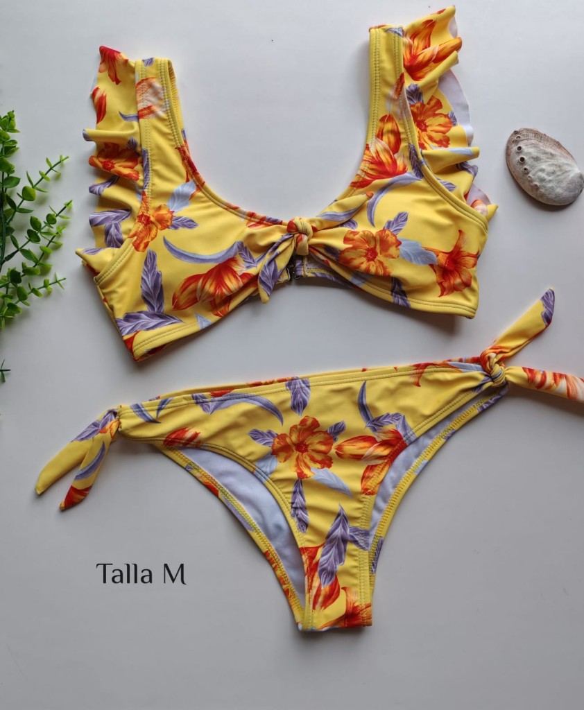 Bikini floral amarillo talla M