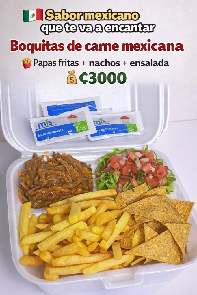 Papas y nachos con carne mexicana