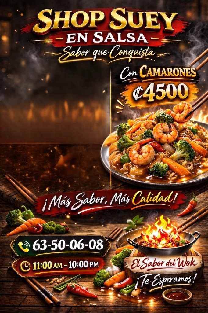 Shop Suey en salsa con camarones