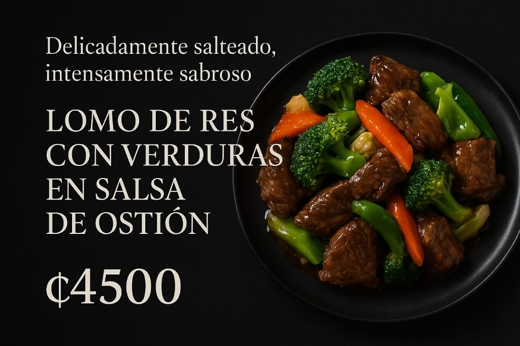 Lomo de res con verduras en salsa de ostion