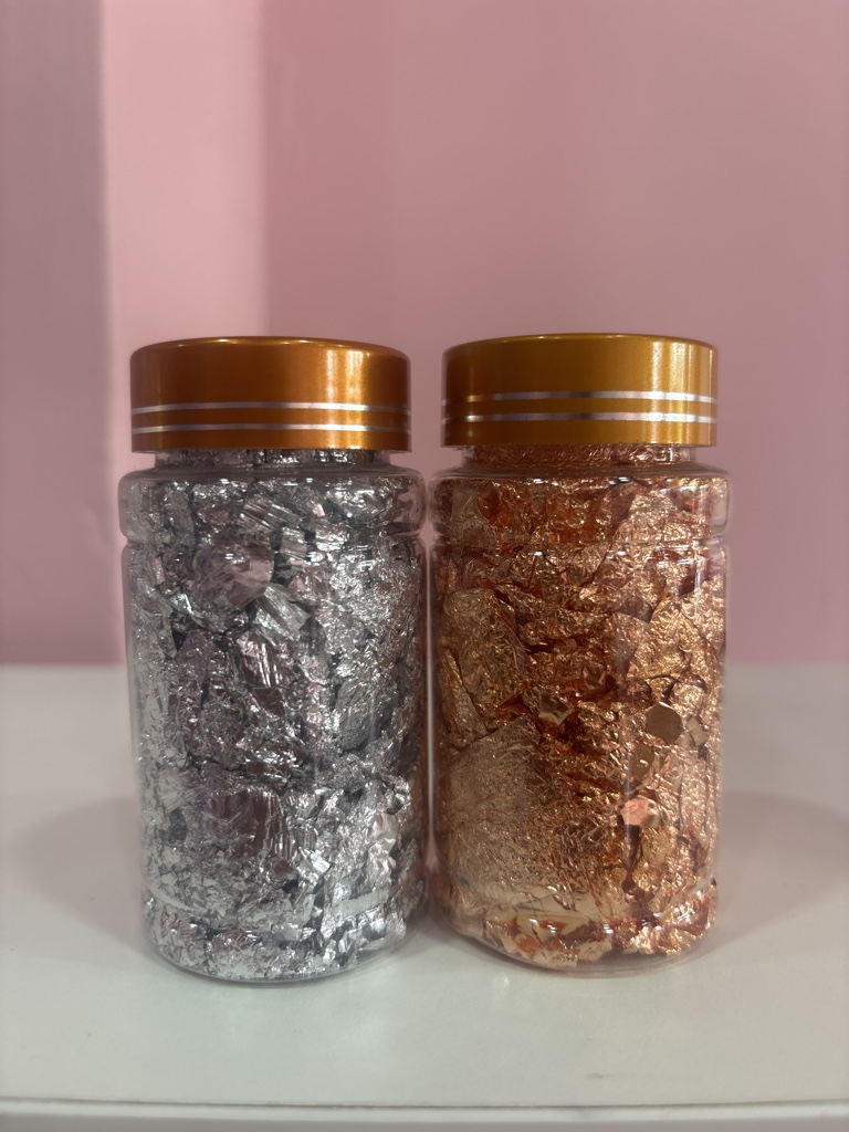 Foil plata y rose gold para uñas