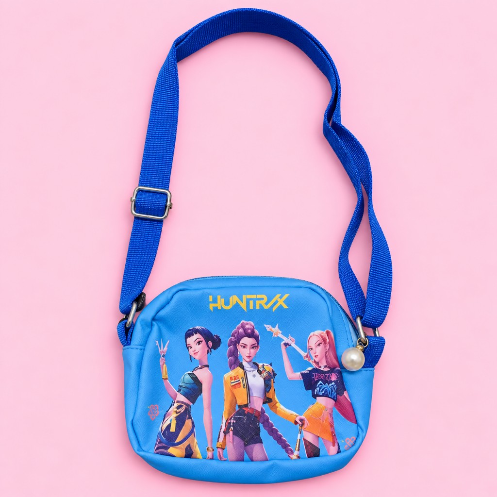 Cartera K-Pop azul, amarilla y rosada
