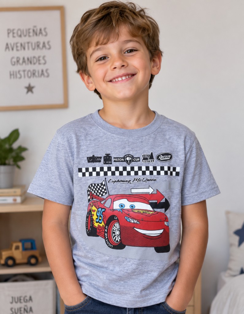 Polera gris Cars