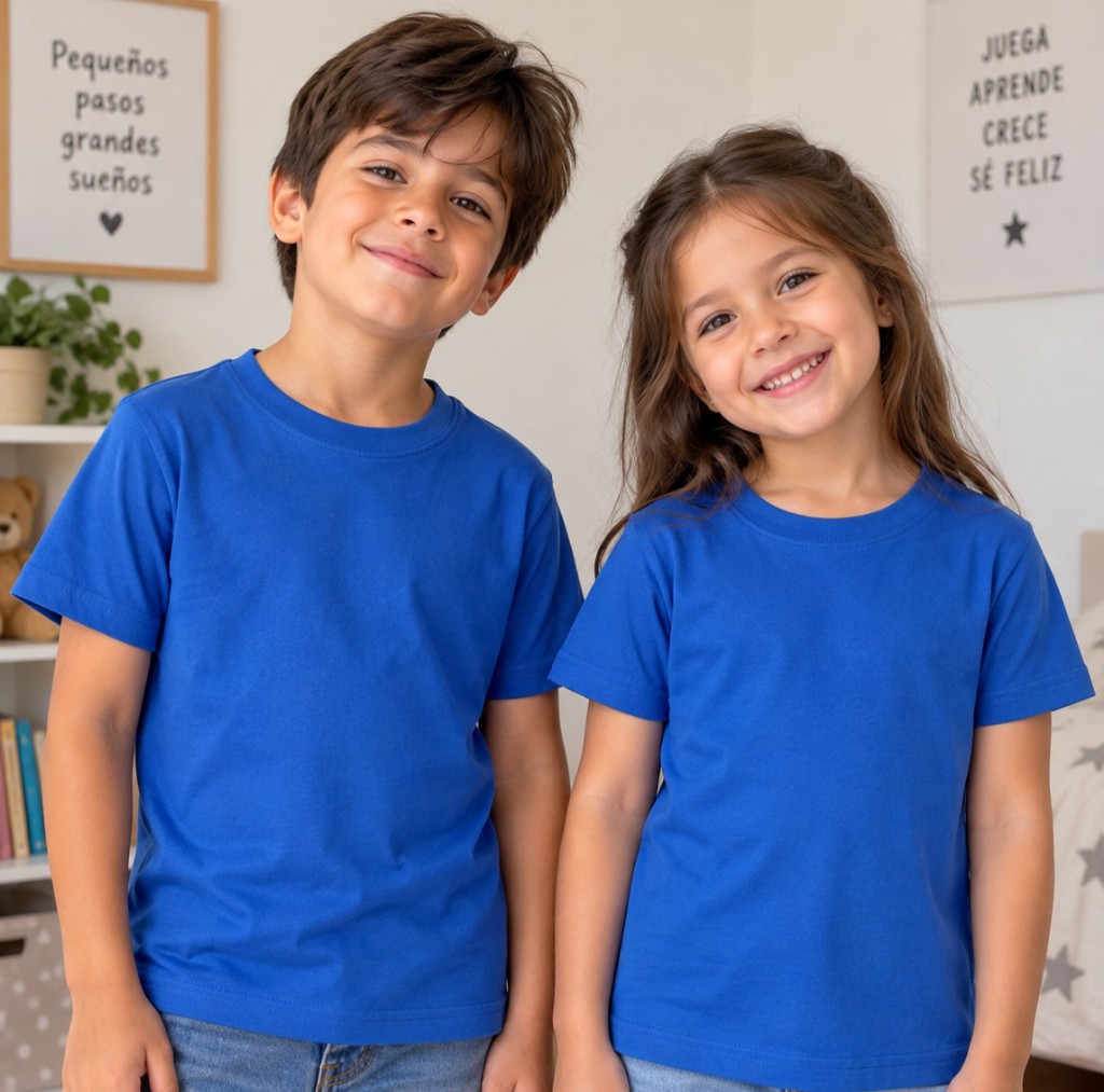 Polera azul lisa