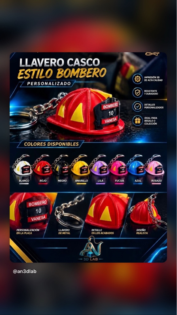 Llavero Casco Bombero Estilo Americano