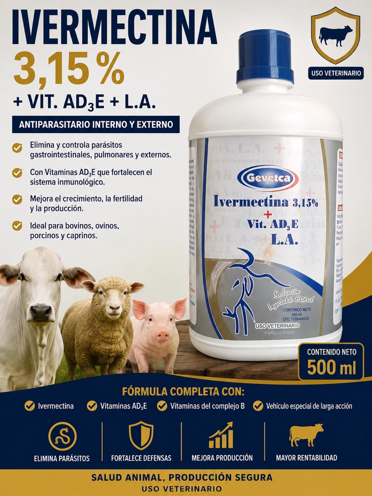 Gevetca Ivermectina 3,15% 500ml
