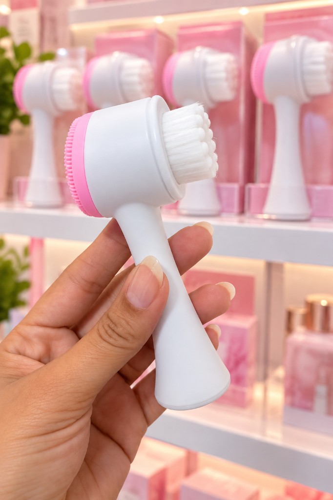 Escova de Limpeza Facial Manual (Branca/Rosa)