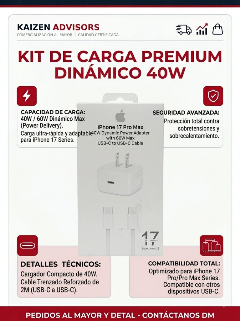 CARGADOR IPHONE 40W