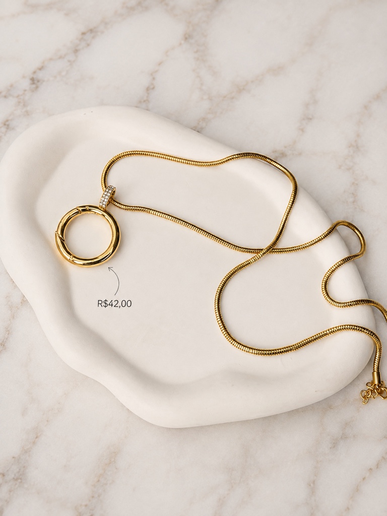 Colar Folheado a Ouro 18k Riviera Arco Liso - Ouro