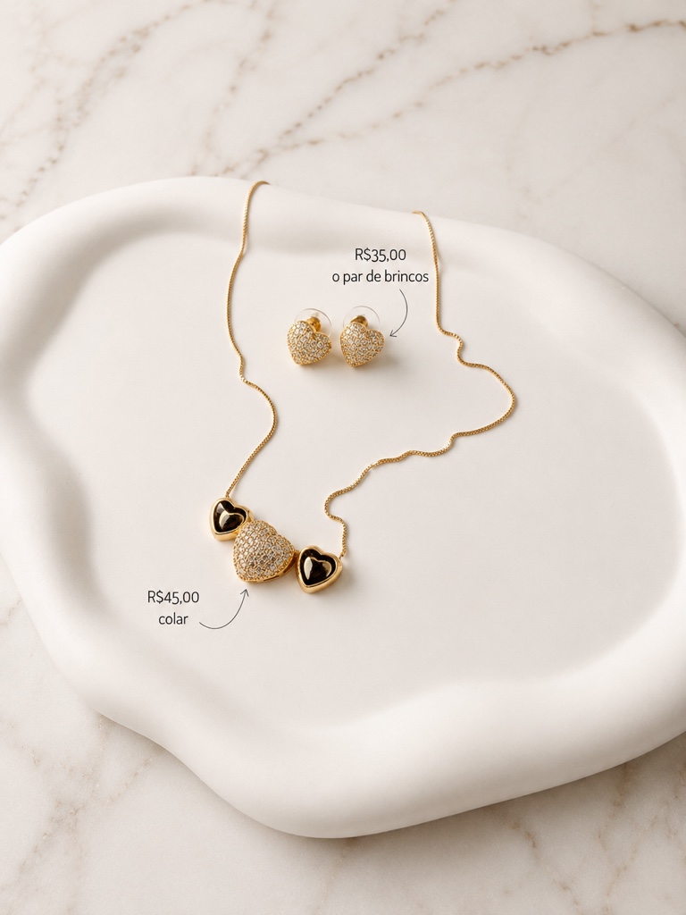 Conjunto folheado a ouro 18k - corações