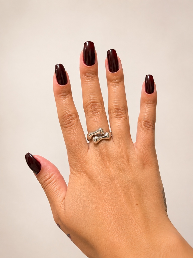 Anel Folheado a Ouro 18k e Prata Design Organico - Prata