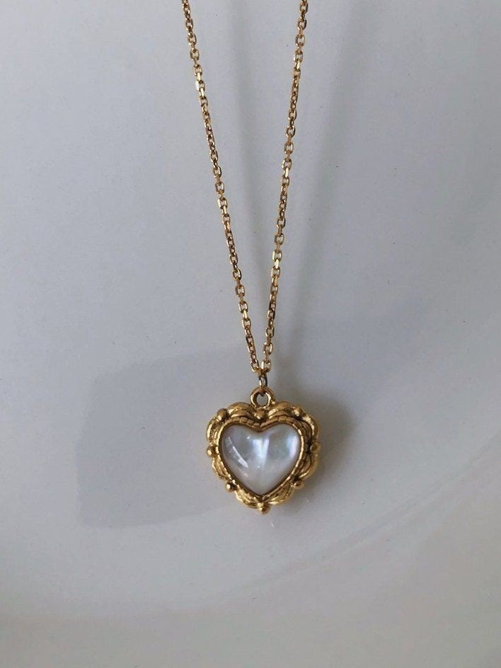 Collar dorado dije corazon