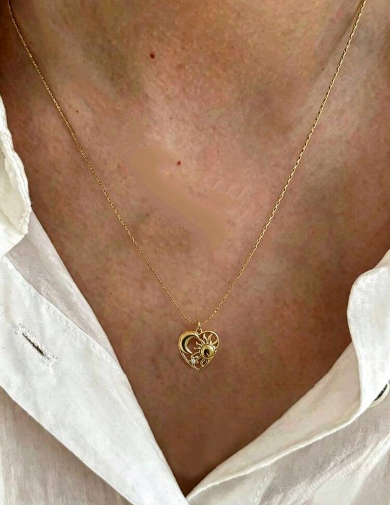 Collar Corazón Luna, Sol y Estrella