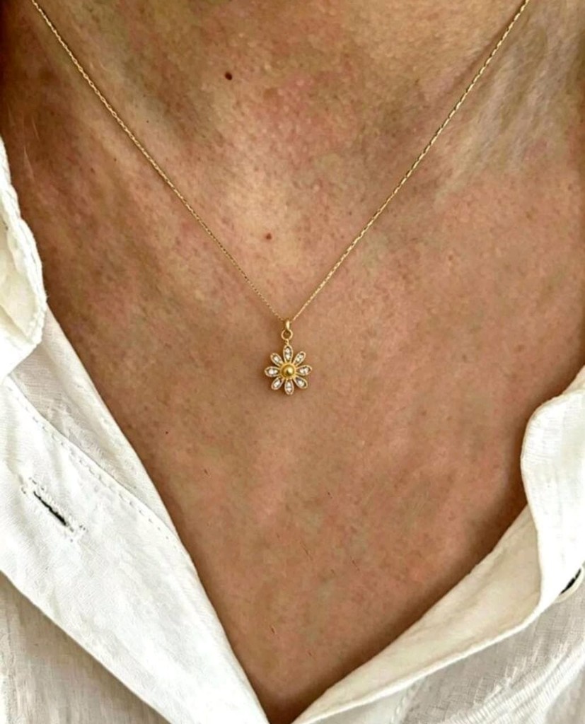 Collar Dorado flor Cristal