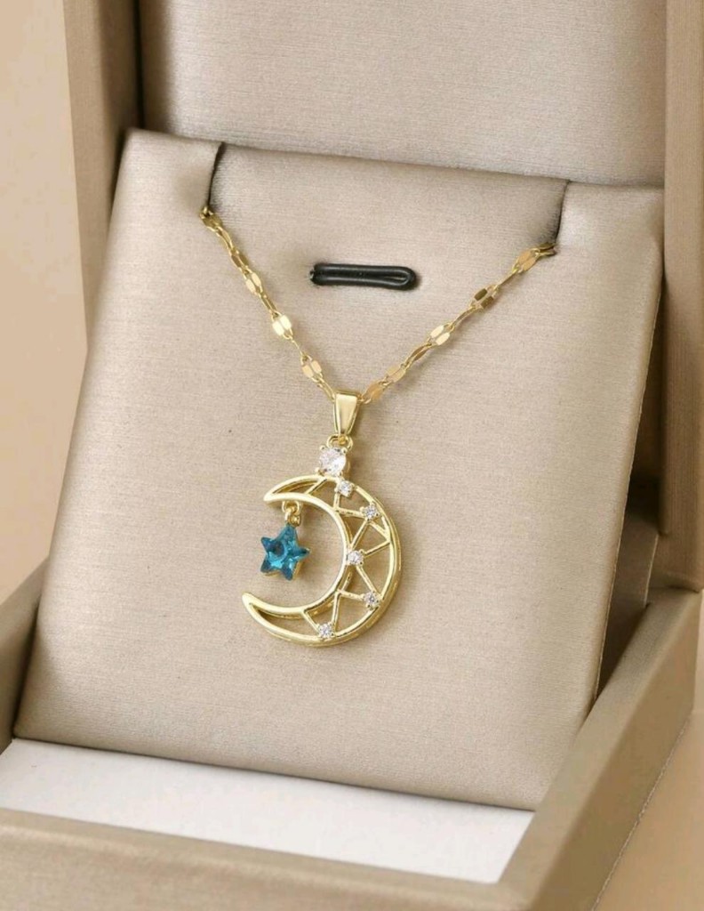 Collar luna y estrella Azul