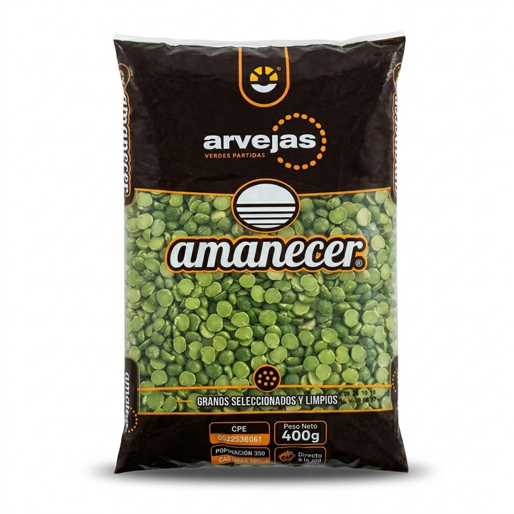Amanecer arvejas verdes partidas 400g