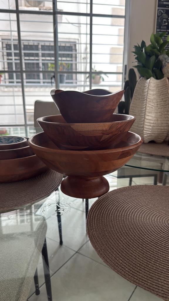 Bowl / elevador madera oscuro grande
