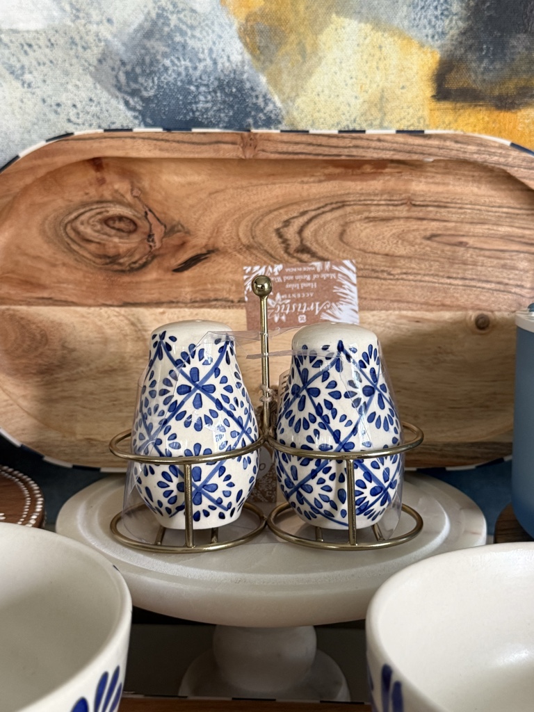 Set salero y pimentero azul