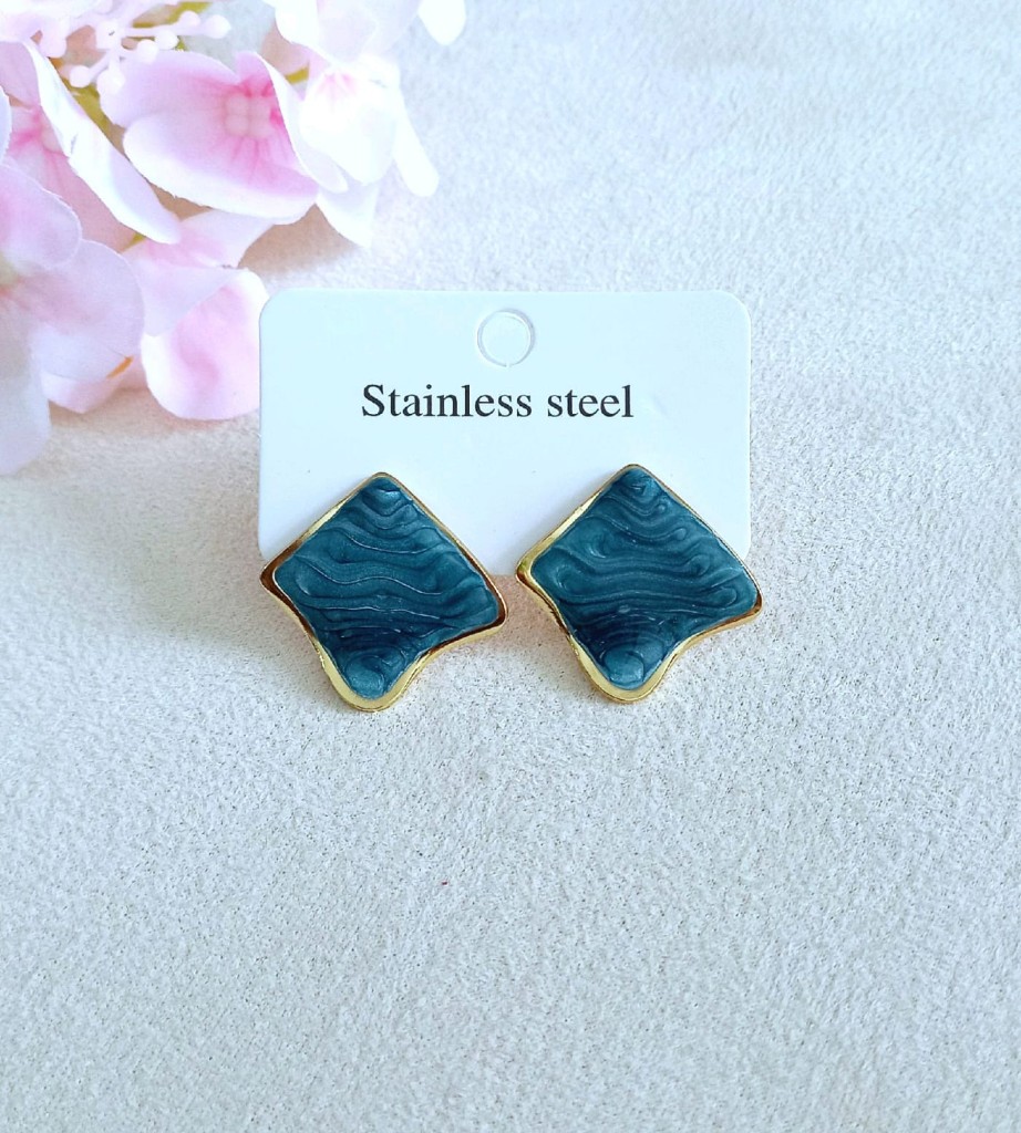 Aretes acero inoxidable azul