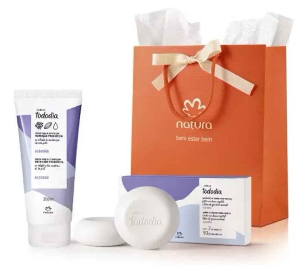 Natura Kit Todo Dia Algodão Hidratante 200ml + 2 Sabonetes