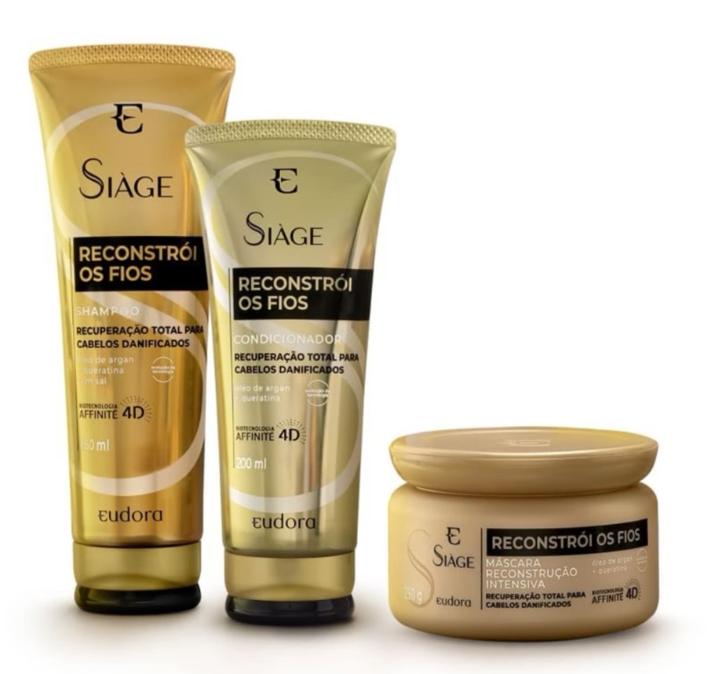 Combo Siàge Reconstrói os Fios: Shampoo 250ml + Máscara 250g + Condicionador 200ml