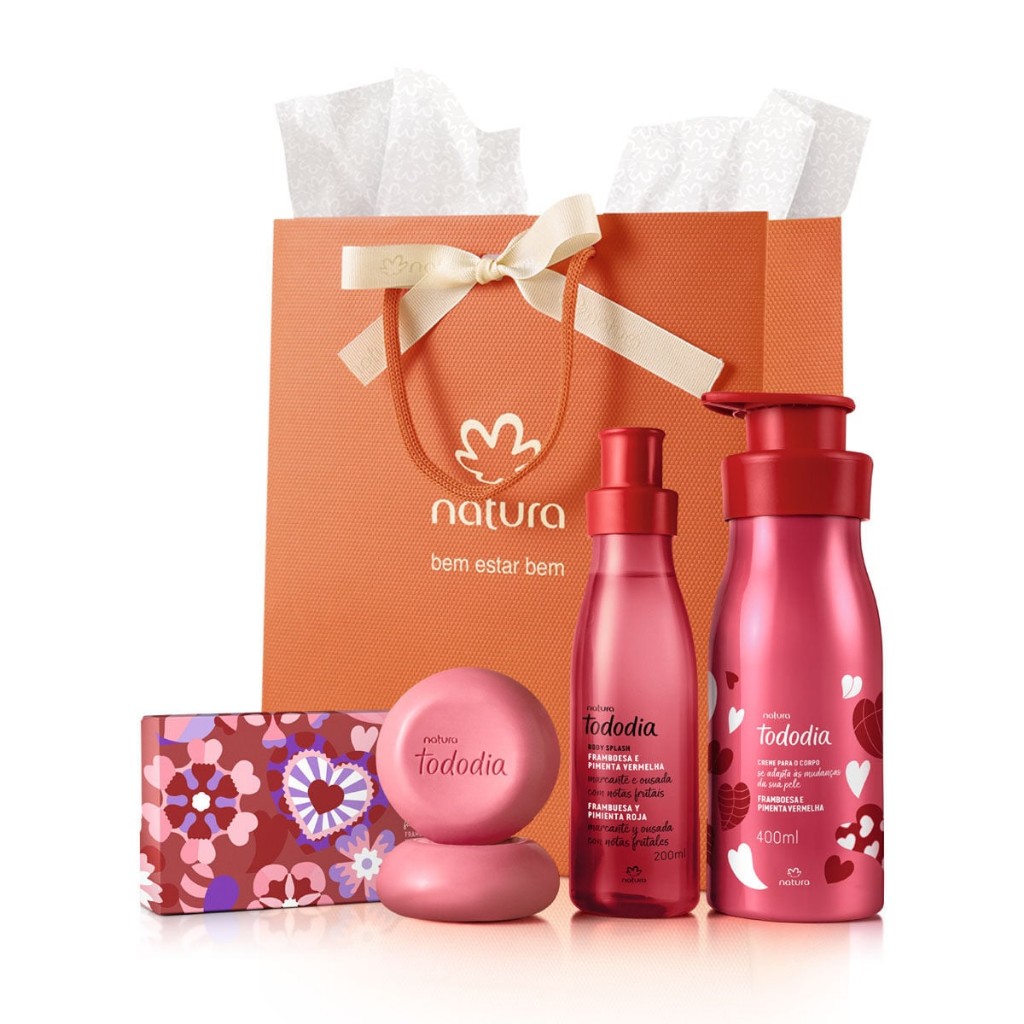 Presente Natura Tododia Framboesa e Pimenta Vermelha (Body Splash + Creme + Sabonetes)