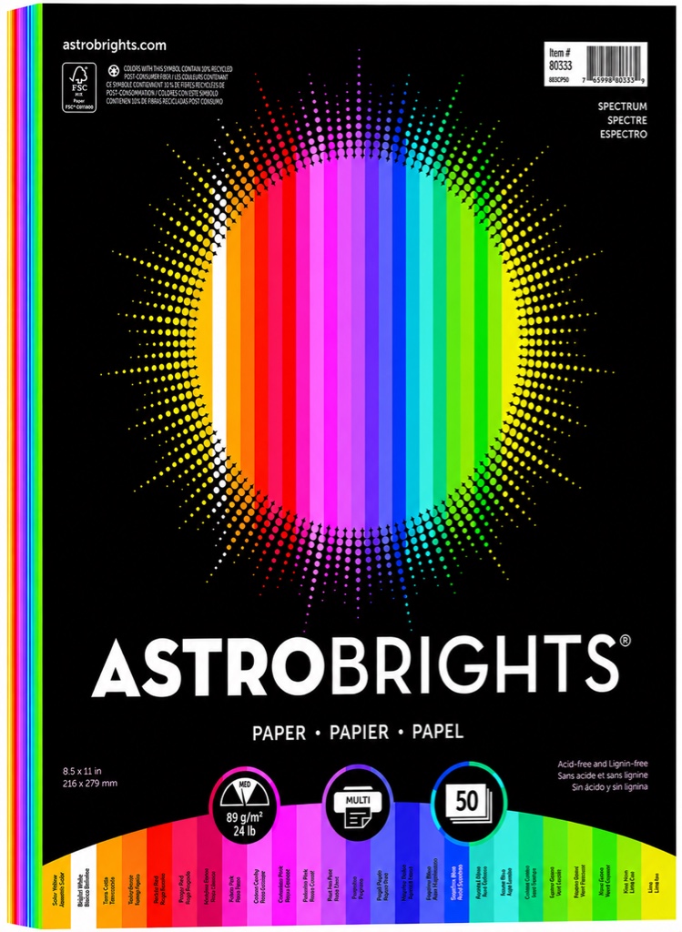 50 hojas de colores