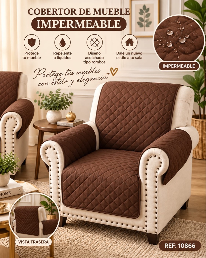 Cobertor de mueble impermeable café