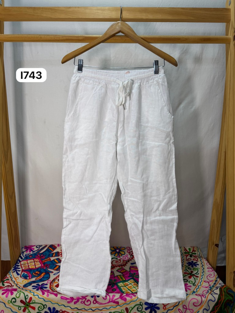 I743 Pantalón blanco de lino (Italiano)