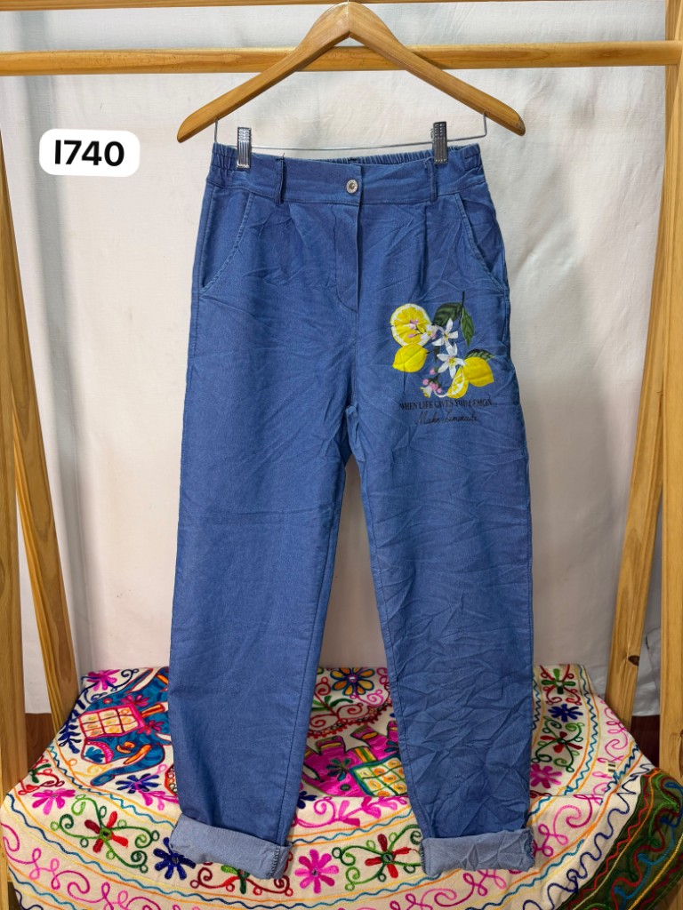 I740 Pantalón azul limón (Italiano)