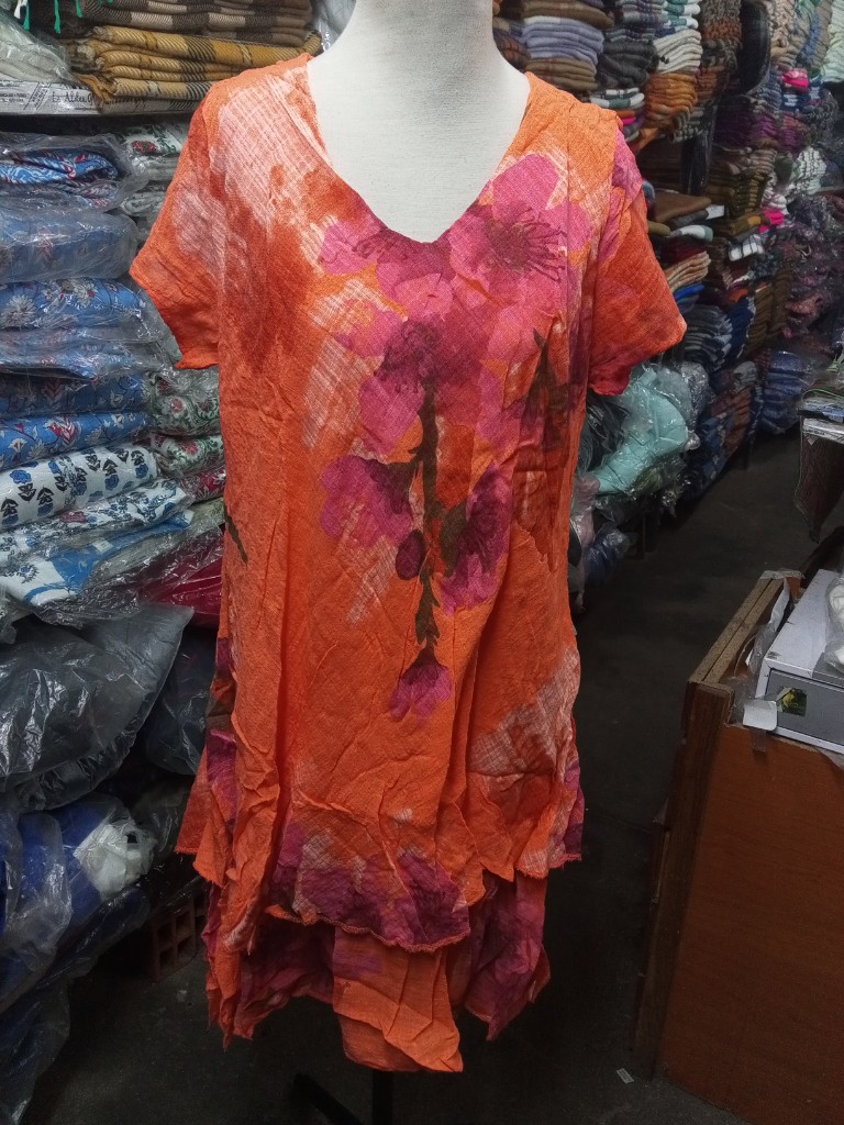 M908 Vestido corto lino Italiano