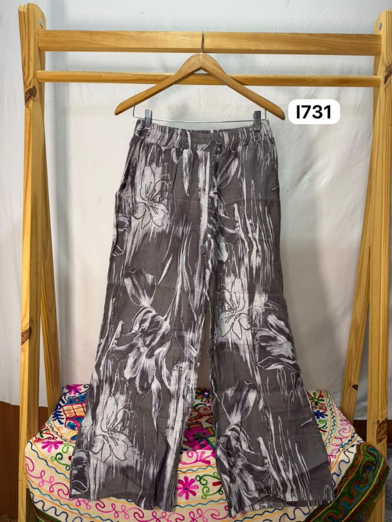 I731 Pantalón lino floral (italiano)
