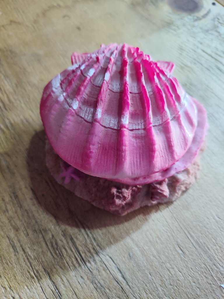 ADORNO ACUARIO ALMEJA ROSA DIFUSORA DE AIRE