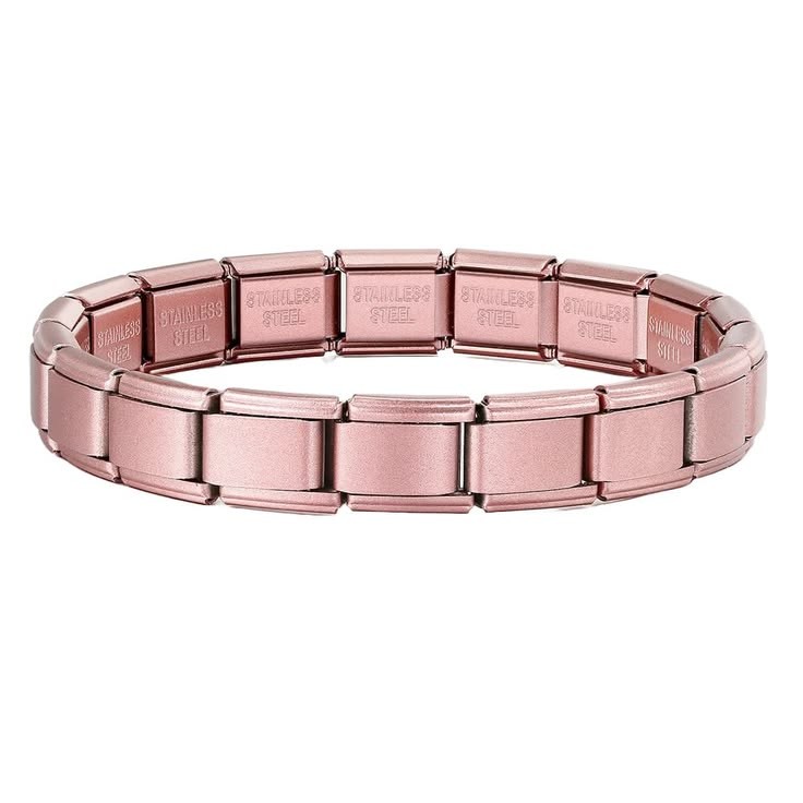 Pulsera rosa satinado de acero