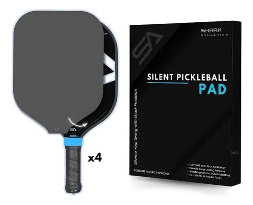 producto es un kit de almohadillas amortiguadoras de ruido para palas de pickleball marca Shark Athletics.
