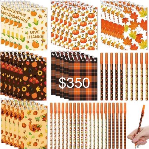 60 boligrafos y 60 libretas