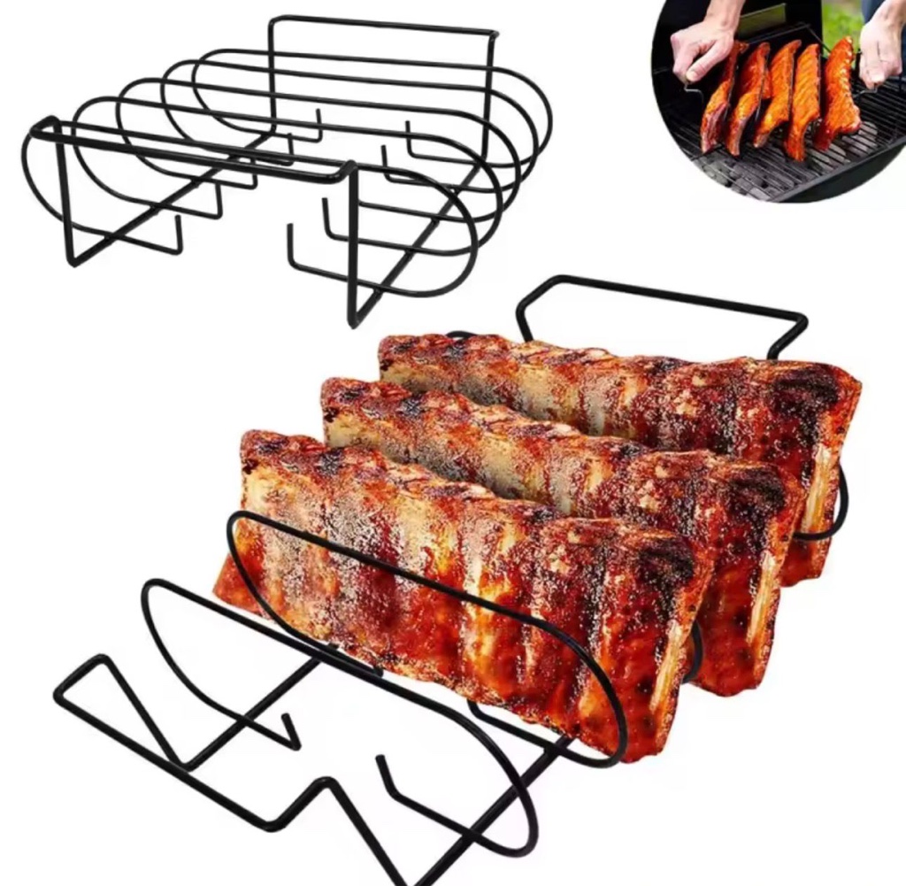 Soporte De Costillas Bbq Hierro Para 4 Piezas Parrilla