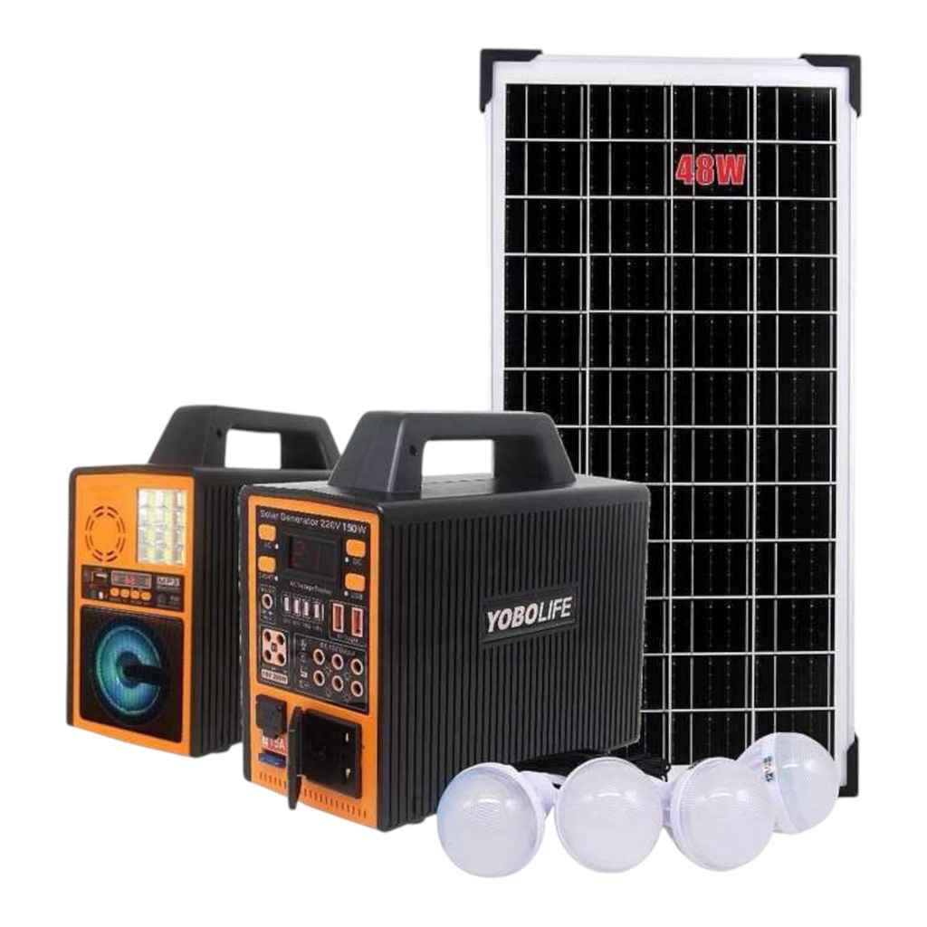 Planta solar 150W con radio y bombillos