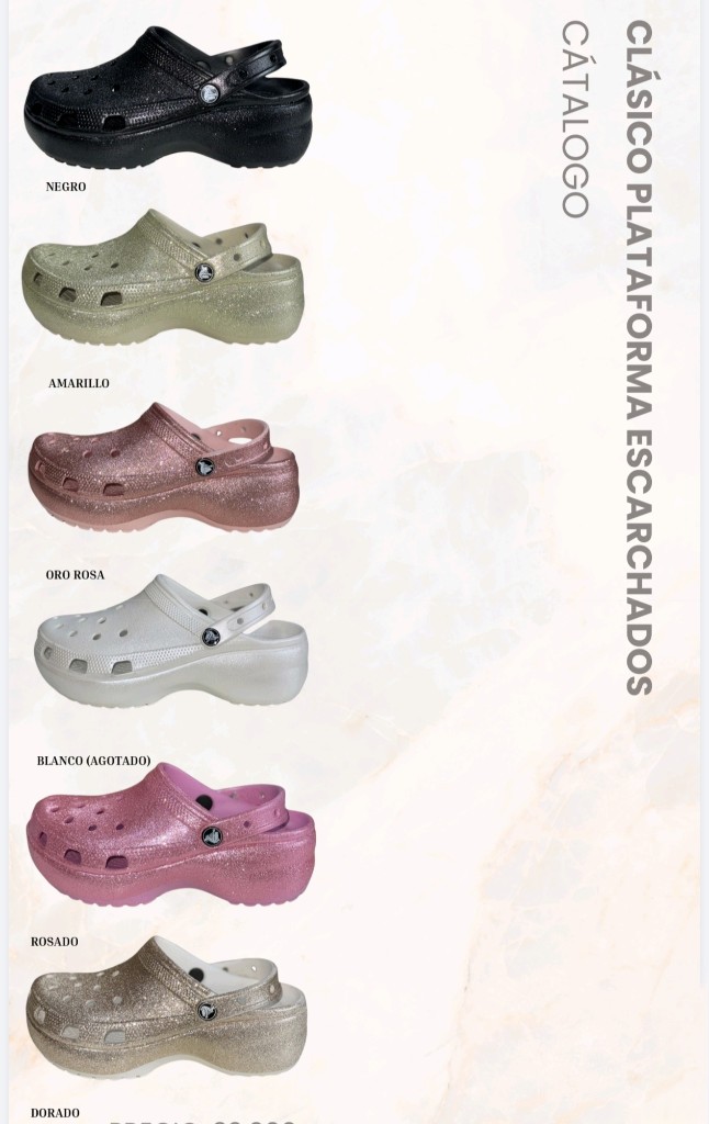 Clásica Tipo Crocs Escarchada Plataforma