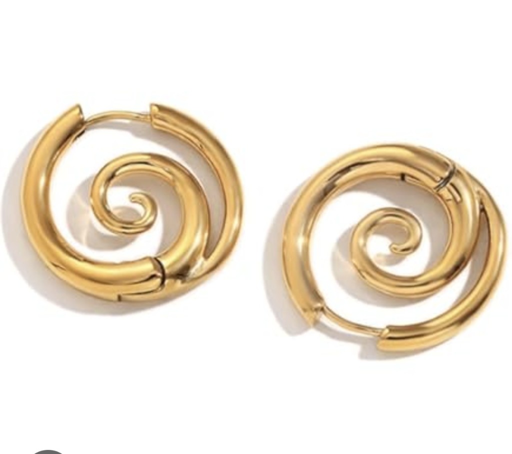 Aretes Espiral Baño Oro